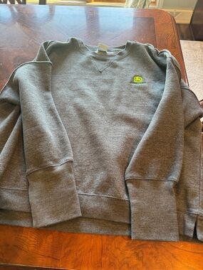 John Deere women’s  Charcoal Gray Crewneck with Green Logo